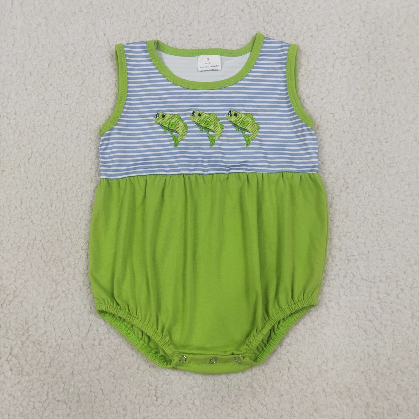 SR4139 fish embroidery girl romper overall 202607 RTS