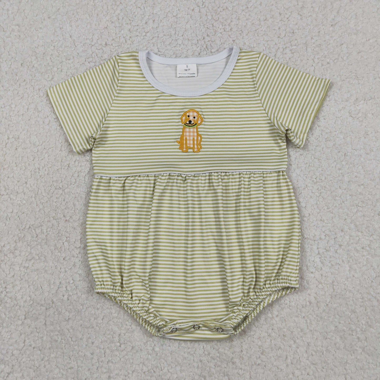 SR4140 embroidery dog girl romper overall 202605 RTS
