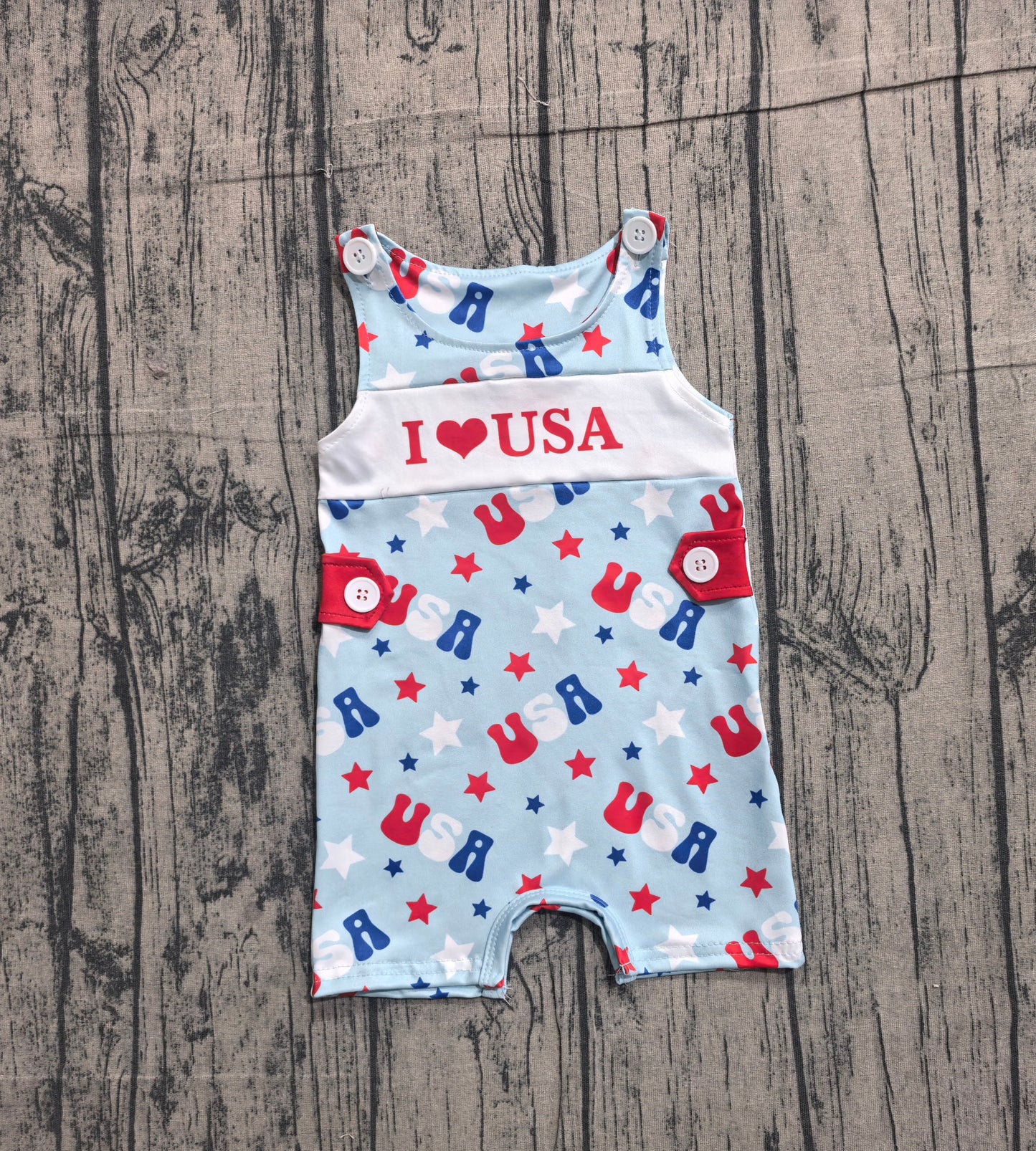 SR4155 love USA 4th July boy romper overall 202604 preorder