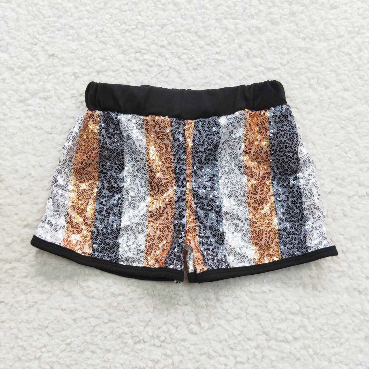 SS0117 sequin shorts- black yellow white Stripe football team girl sequin shorts RTS 20230926