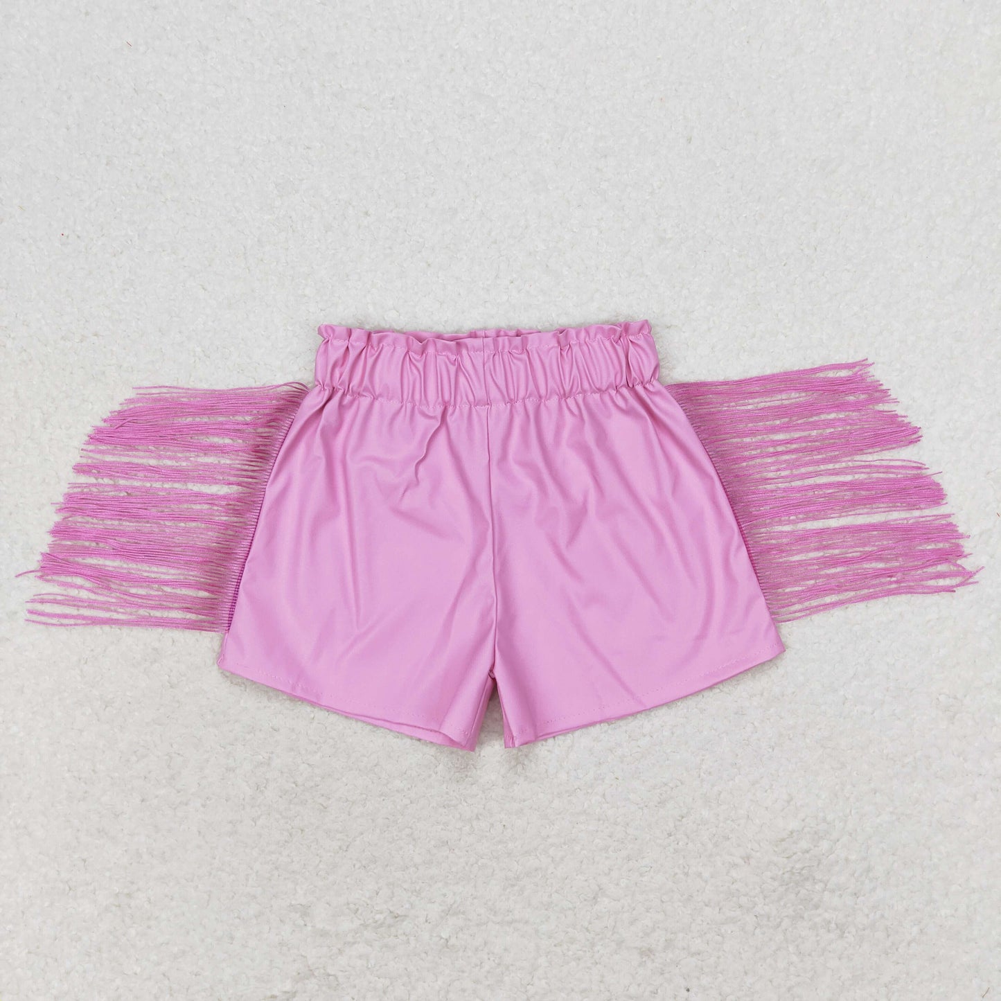 SS0222 Leather pink girl tassel shorts 202406 RTS
