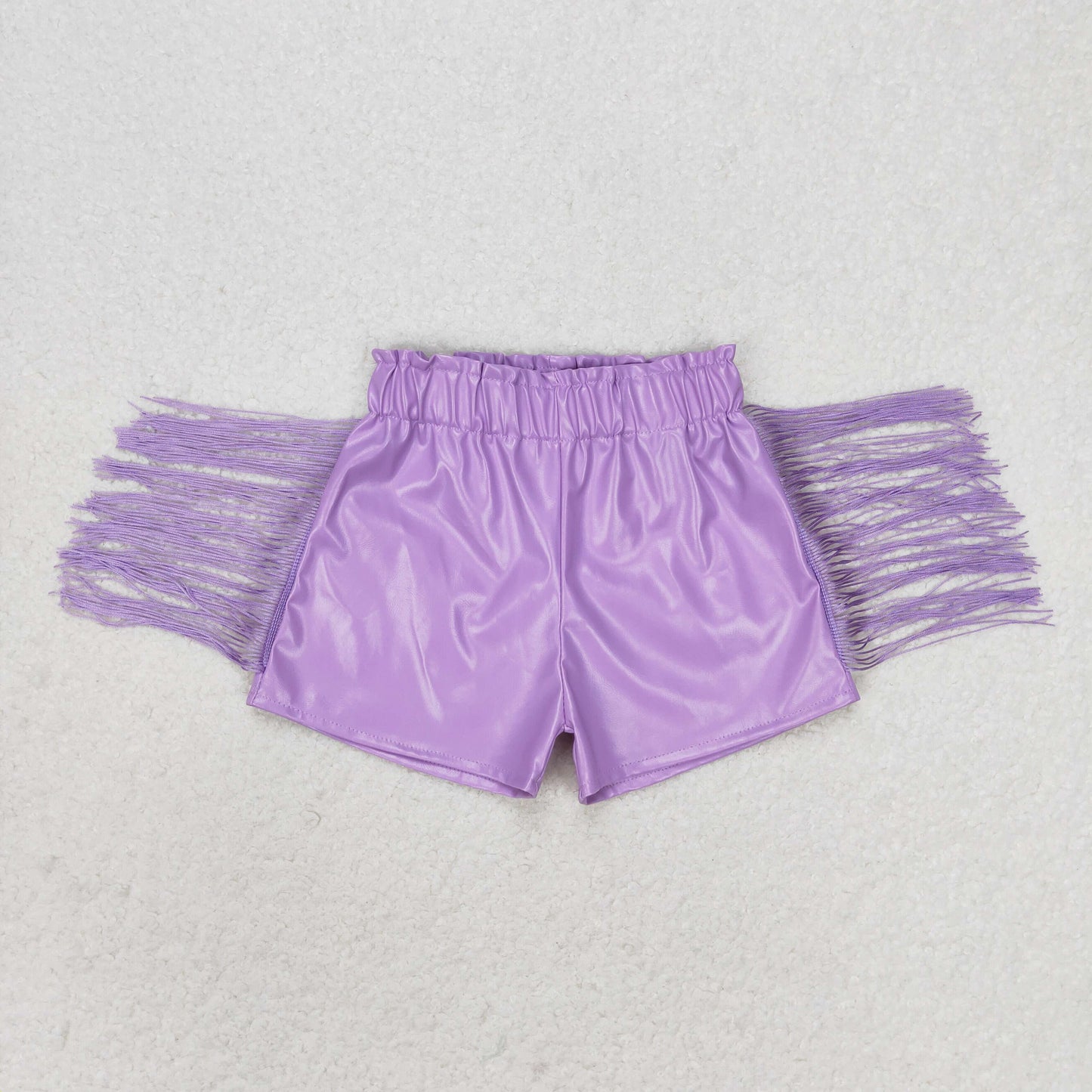 SS0251 Leather purple girl tassel shorts 202406 RTS