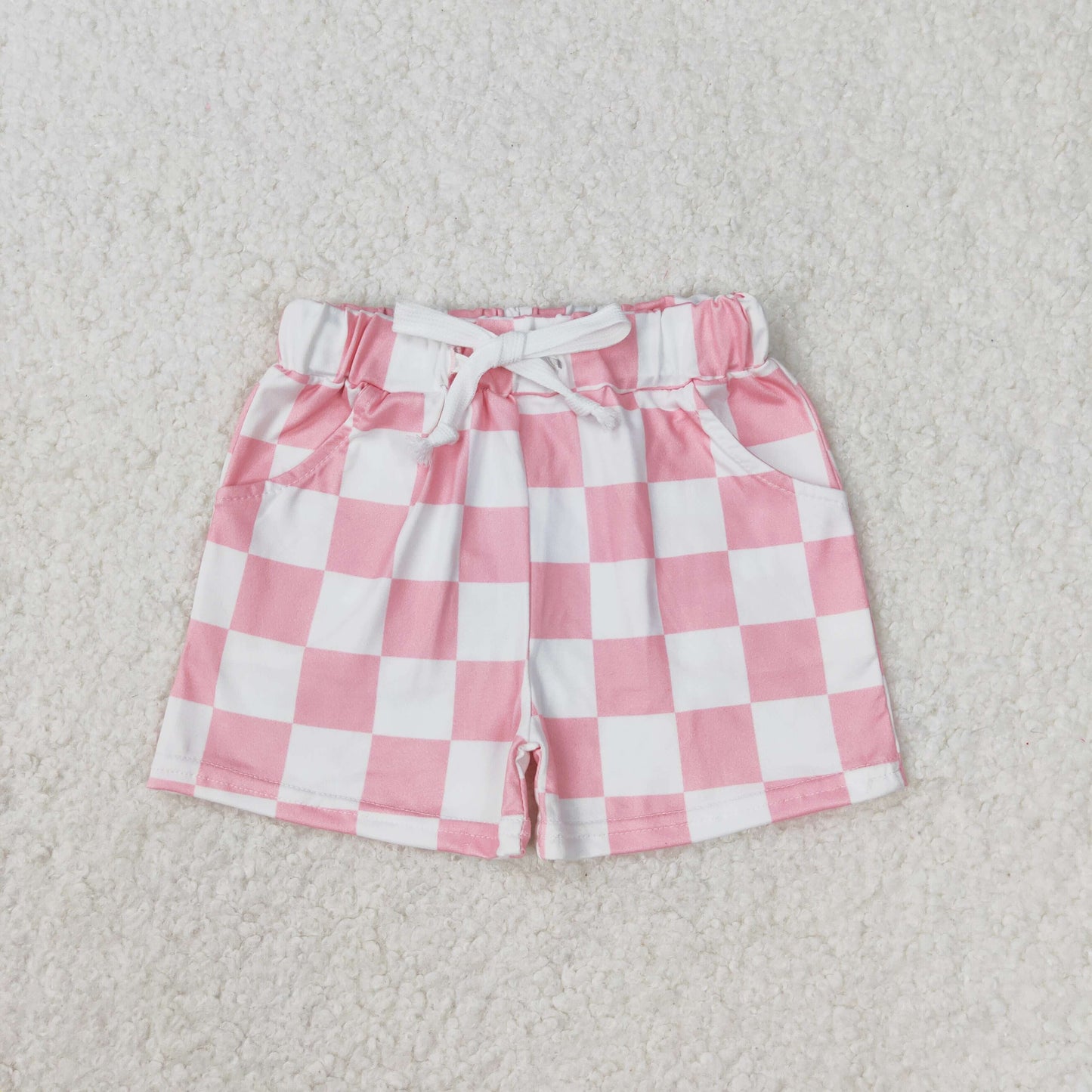 SS0258 girl shorts RTS Checkerboard pink 202405