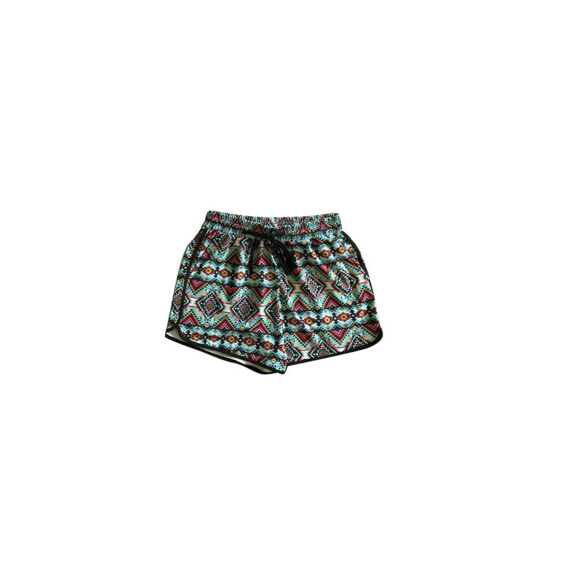 SS0449 geometric print western girl shorts 2025012