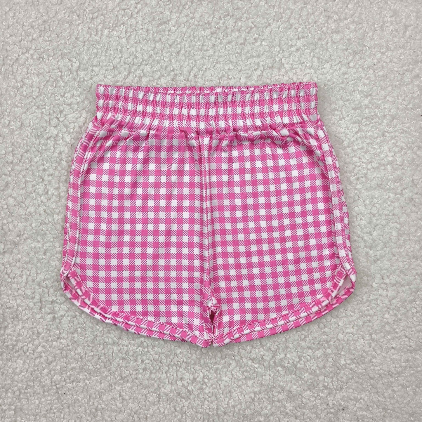 SS0472 checkerboard summer girl shorts outfit 202504  RTS