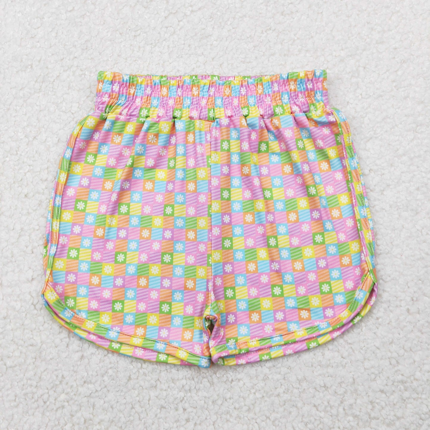SS0474 checkerboard summer girl shorts outfit 202504 RTS