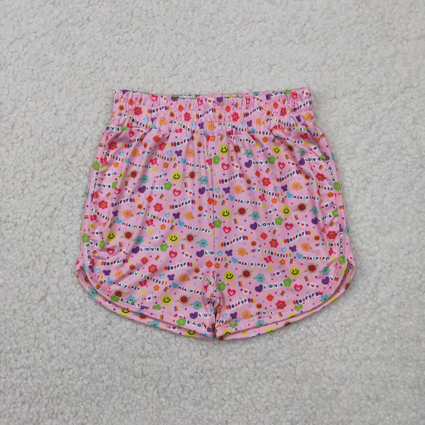 SS0484 pink smile  summer girl shorts outfit 202504 RTS
