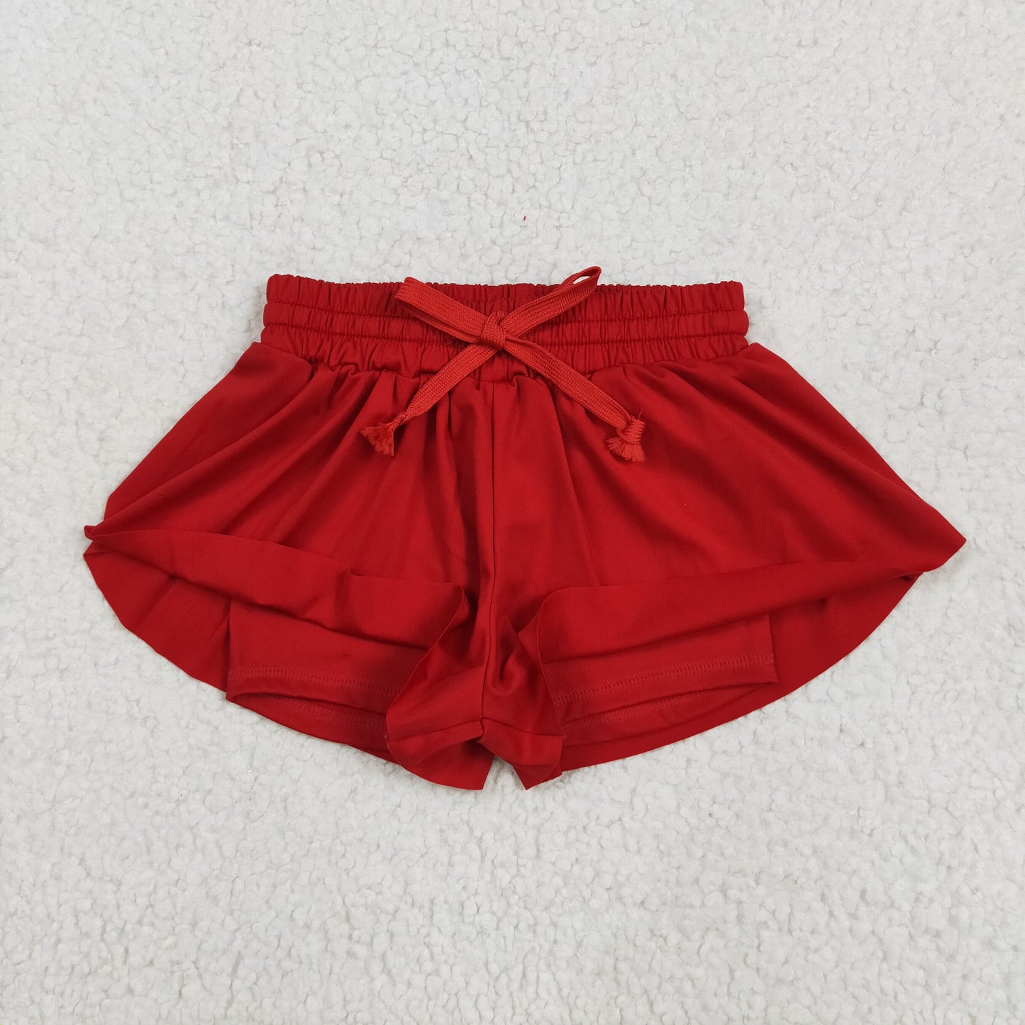 SS0544 yoga solid color butterfly shorts red real drawstring girl kids shorts 202505 rtsRTS