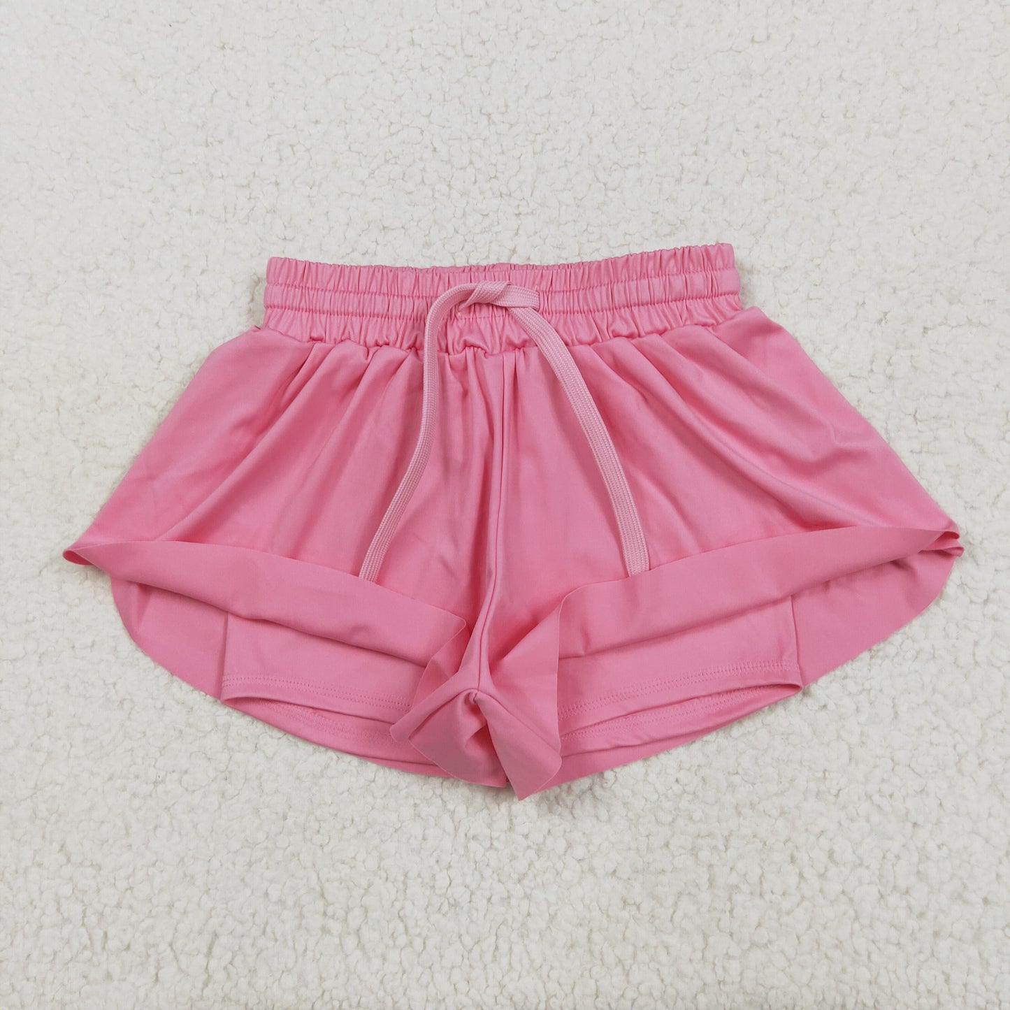 SS0546 yoga solid color red butterfly shorts real drawstring girl kids shorts 202505 RTS