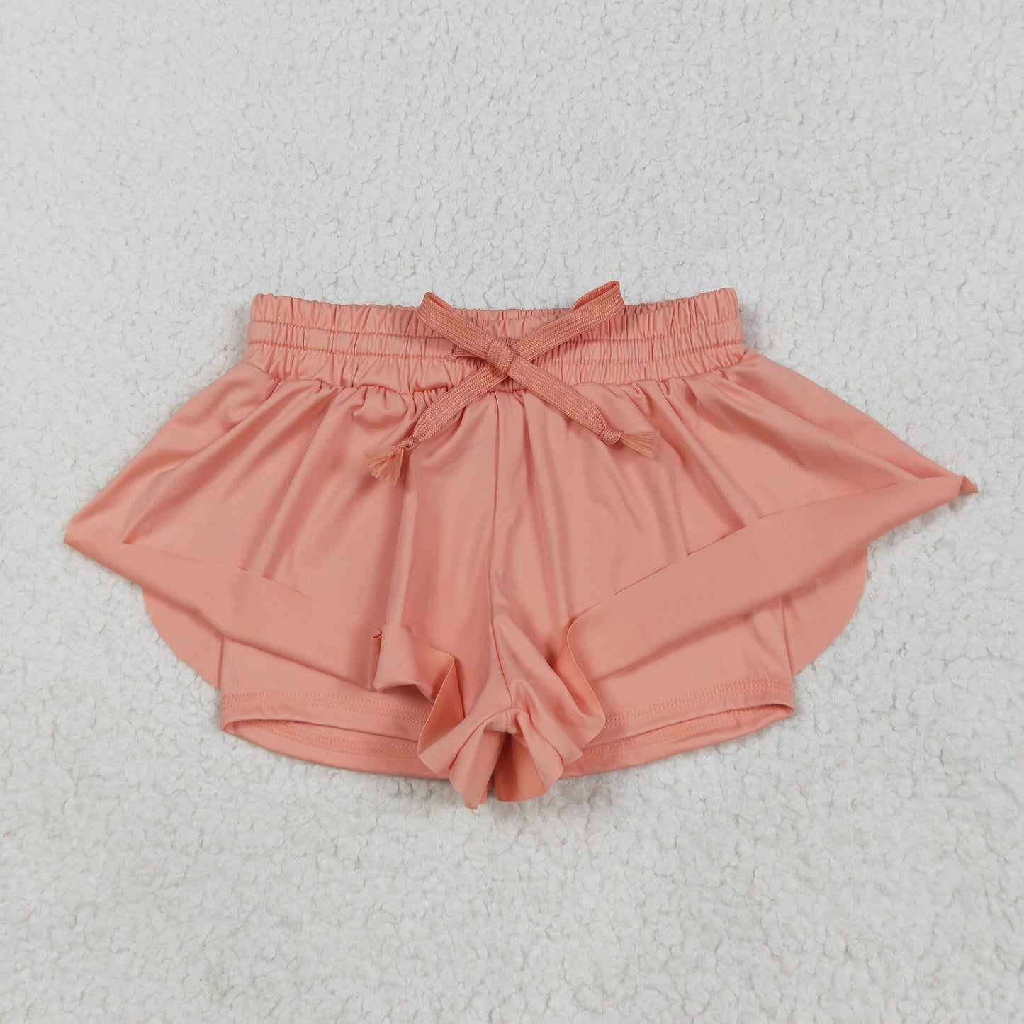 SS0547 yoga solid color butterfly shorts red real drawstring girl kids shorts 202505 RTS