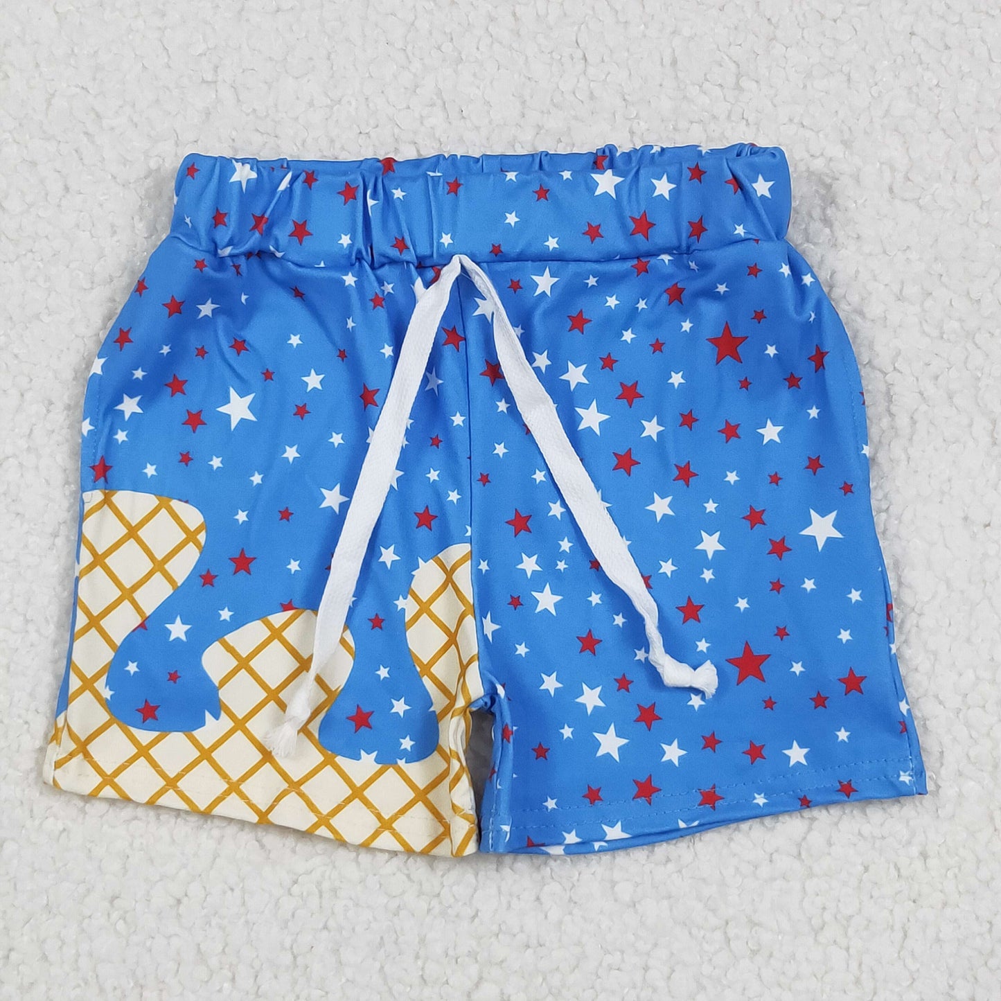 SS0611 4th July boy splatter ice cream drip shorts 202506 RTS