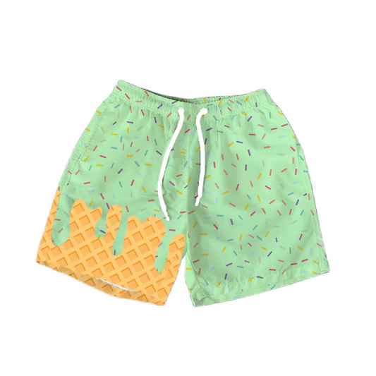 SS0620  light green boy splatter ice cream drip shorts 202506 preorder