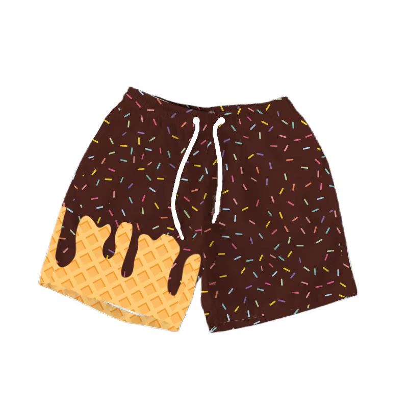 SS0626 brown boy splatter ice cream drip shorts 202506 preorder
