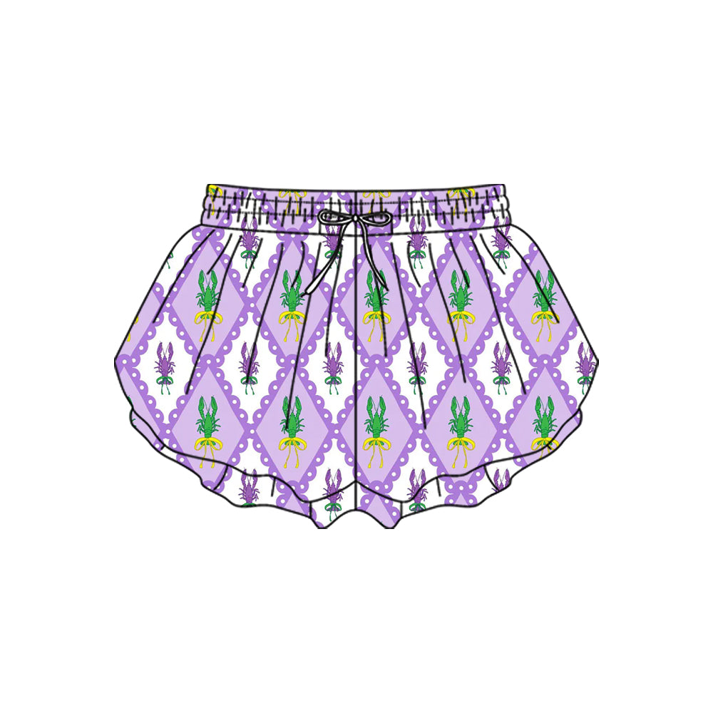 SS0703 yoga cray fish Mardi Gras shorts girl kids shorts 202510 preorder
