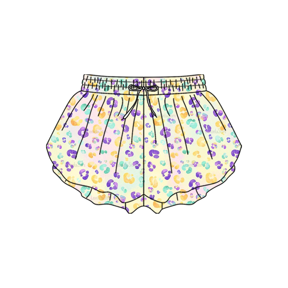 SS0707 yoga leopard Mardi Gras shorts girl kids shorts 202510 preorder
