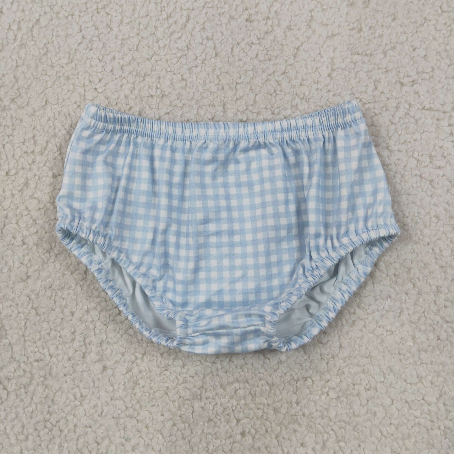 SS0964 Baby boys Blue Gingham Ruffle Bloomers Elastic Waist Plaid Diaper Cover Shorts Bummie 202607 RTS