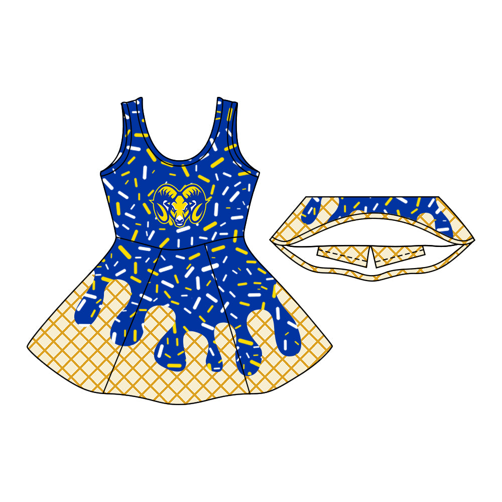 MOQ5 Custom  Rams  ice cream Yoga girl dress 2025