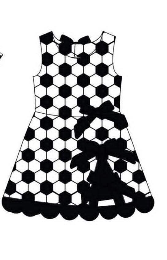 GSD4102 preorder scallop football bow Custom girl dress