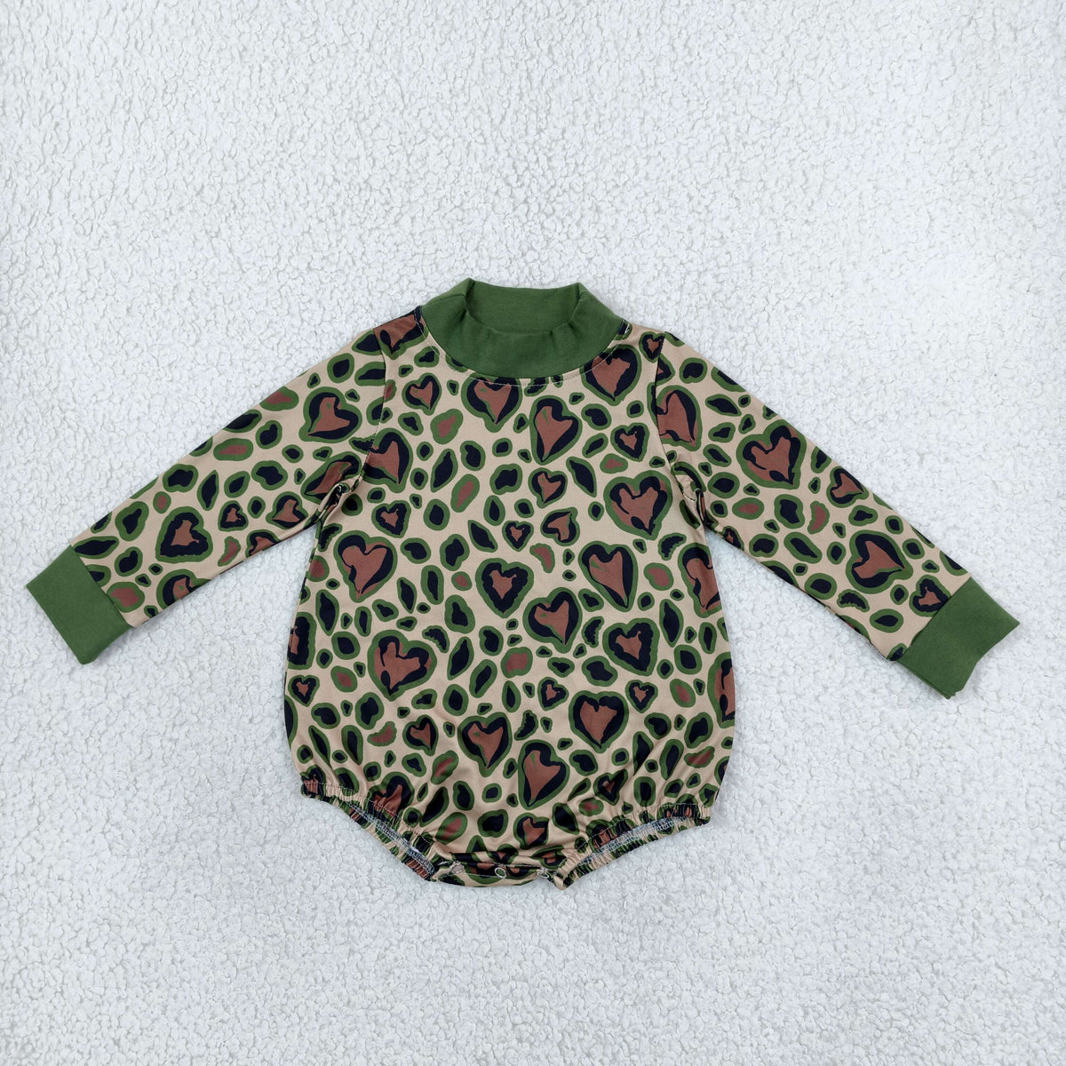 NO MOQ RTS LR3333 Baby Girl Clothes Leopard Heart Mixed Print Long Sleeve Bubble Romper 202610