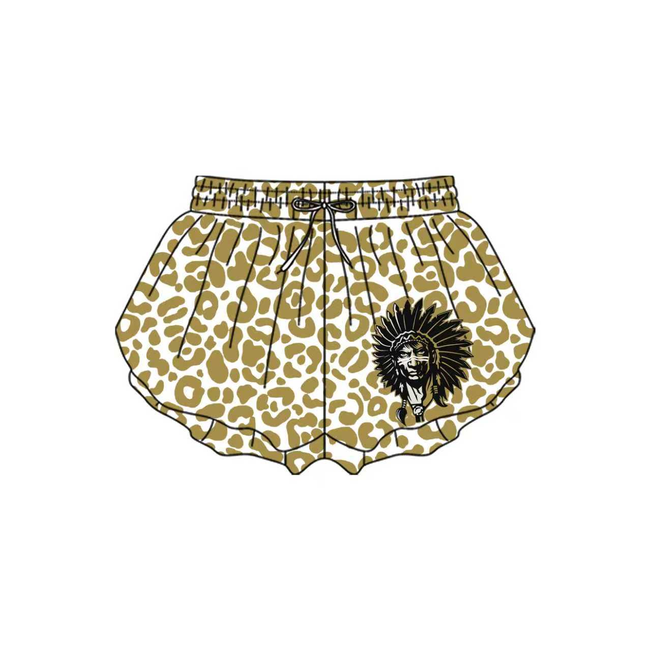 custom MOQ8 white and gold Indian Leopard butterfly shorts girl shorts