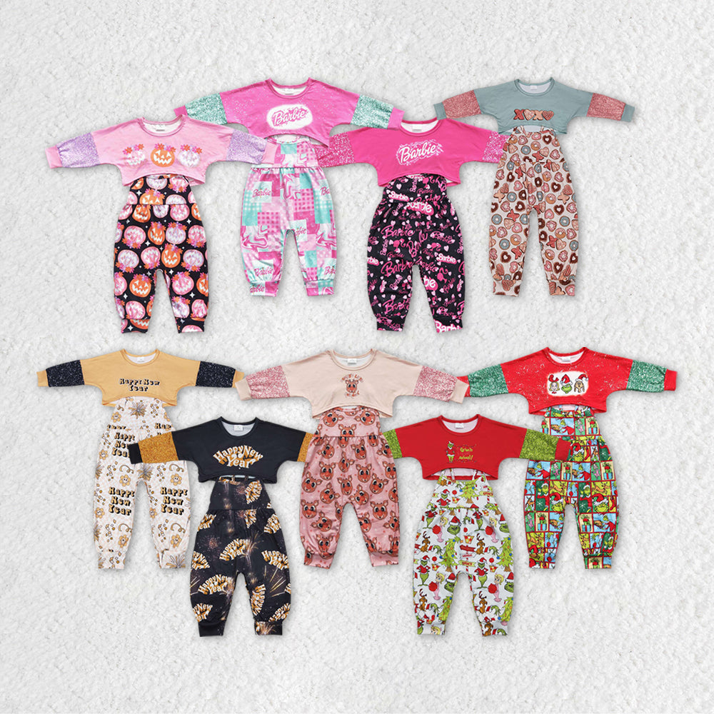 GLP0917 Happy new year overall Long Sleeve jumpsuit Girl outfit 20231018 RTS