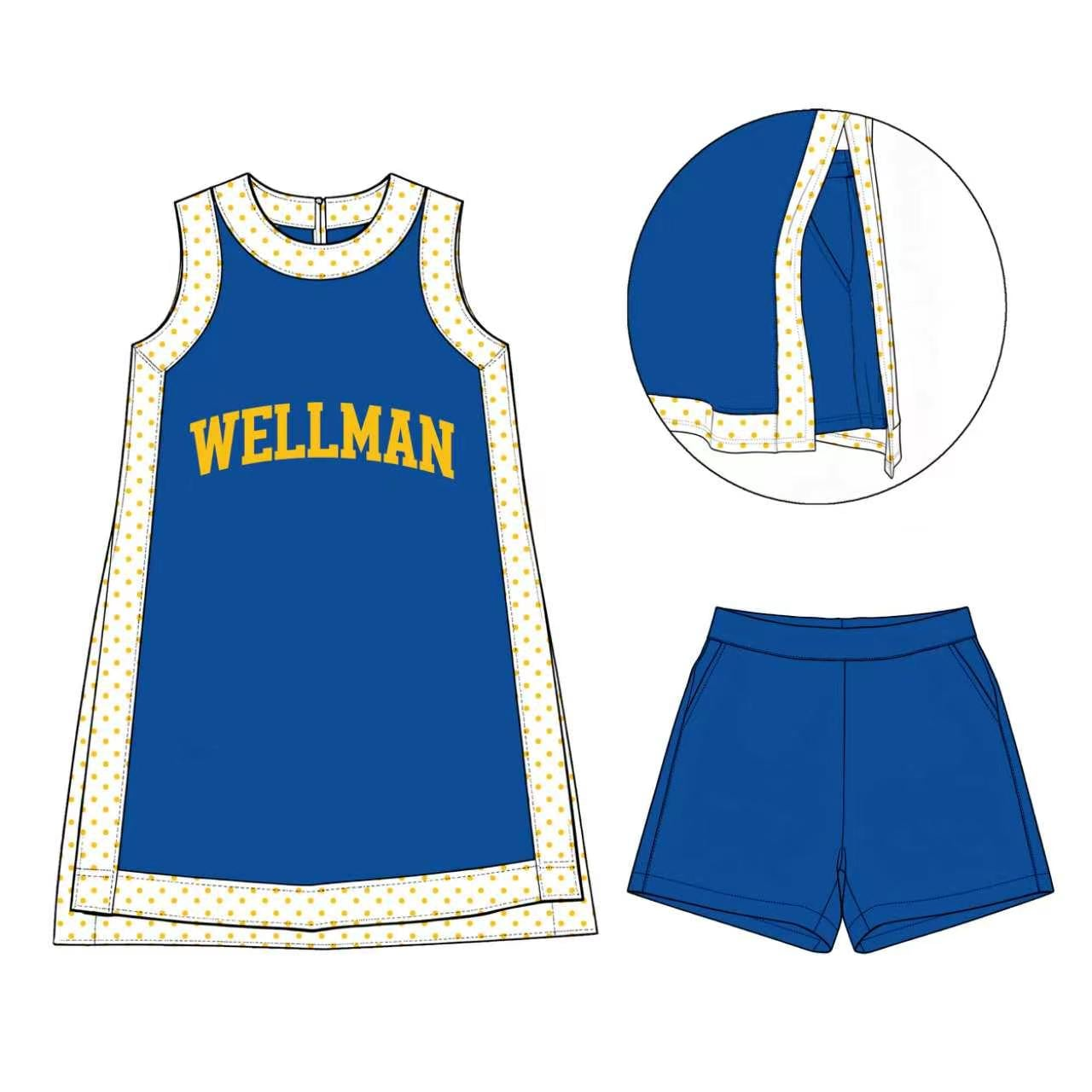 custom MOQ3 YOGA WELLMAN team blue girl summer skirt outfit 202608 preorder