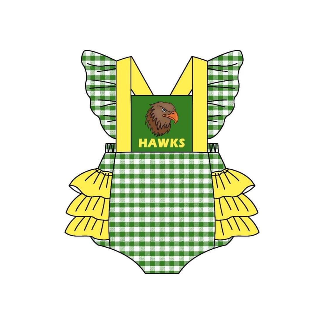 CUSTOM MOQ3 Hawks football team girl romper (-(before 10th May --NO MOQ ))