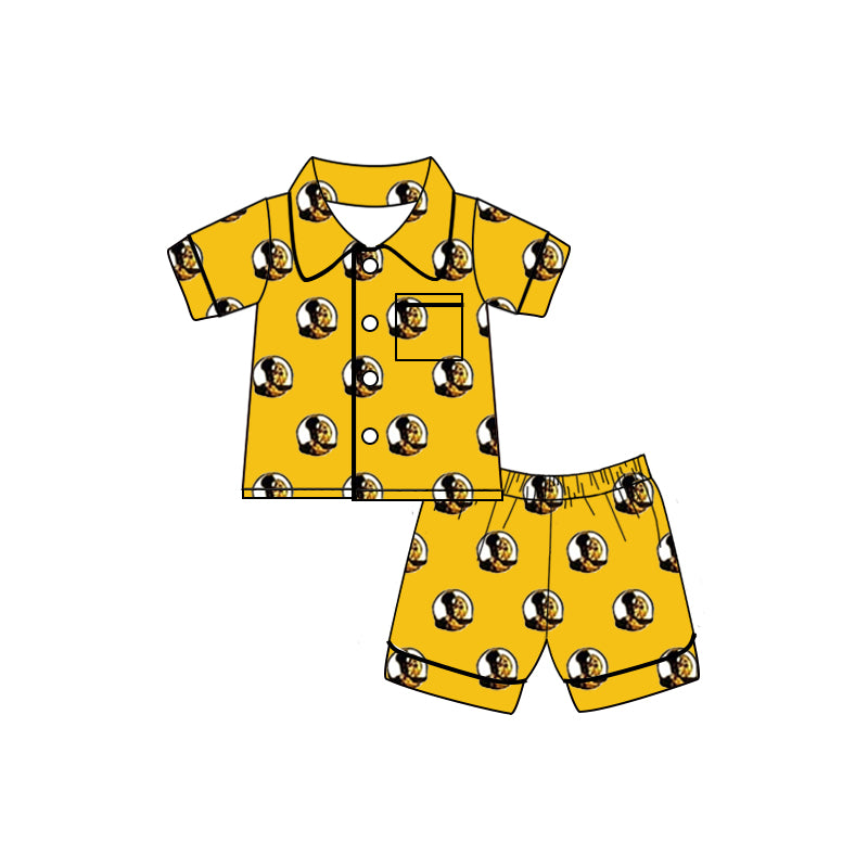 MOQ5 CUSTOM GOLD BASEHEAD LOGO silk milk pajamas boy outfit