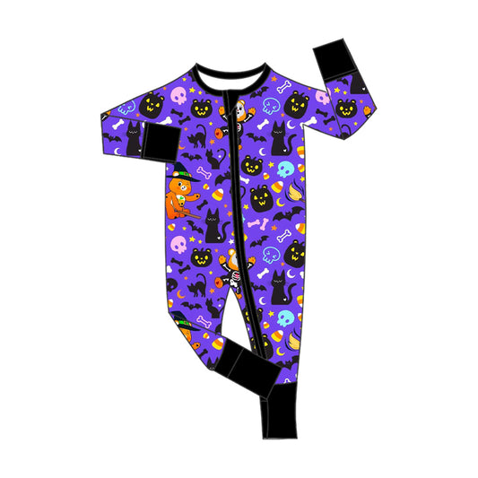 CUSTOM moq8  Bamboo 01 bear halloween  boy western romper 202508 sibling