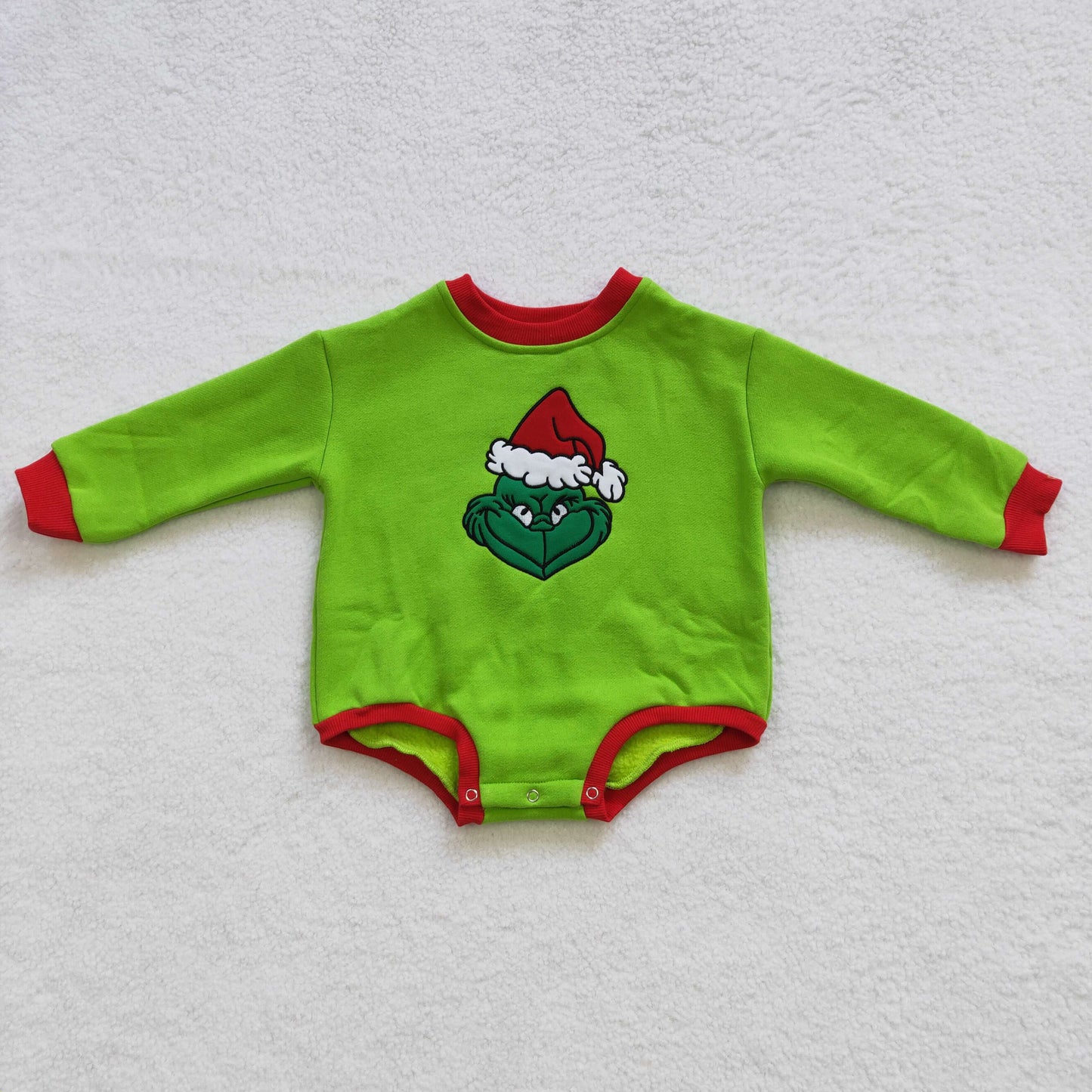 LR0277 grin green Christmas fleece sweatshirt hoodies boy girl bubble romper 20230509 RTS