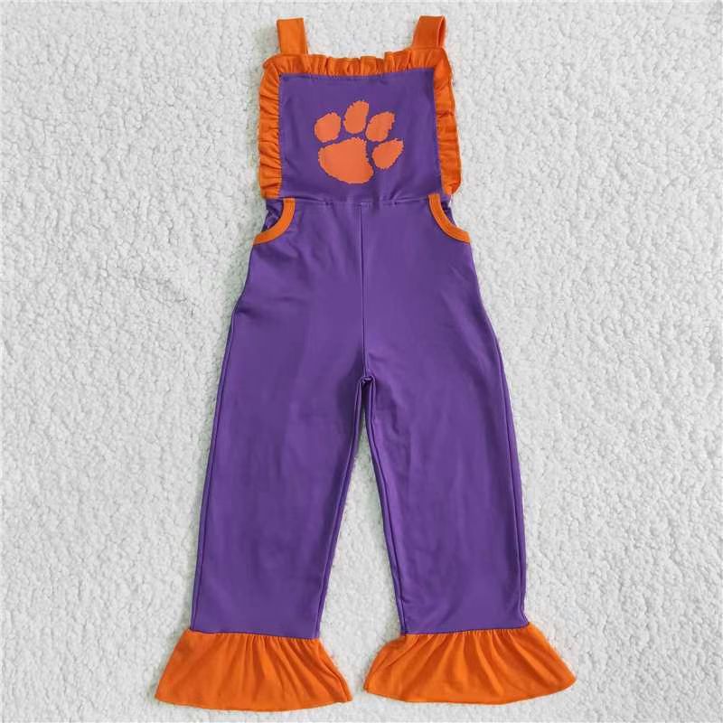 E4-3 Paw print team RTS girl clothes red black lace Overall jumpsuit football suspender pants(