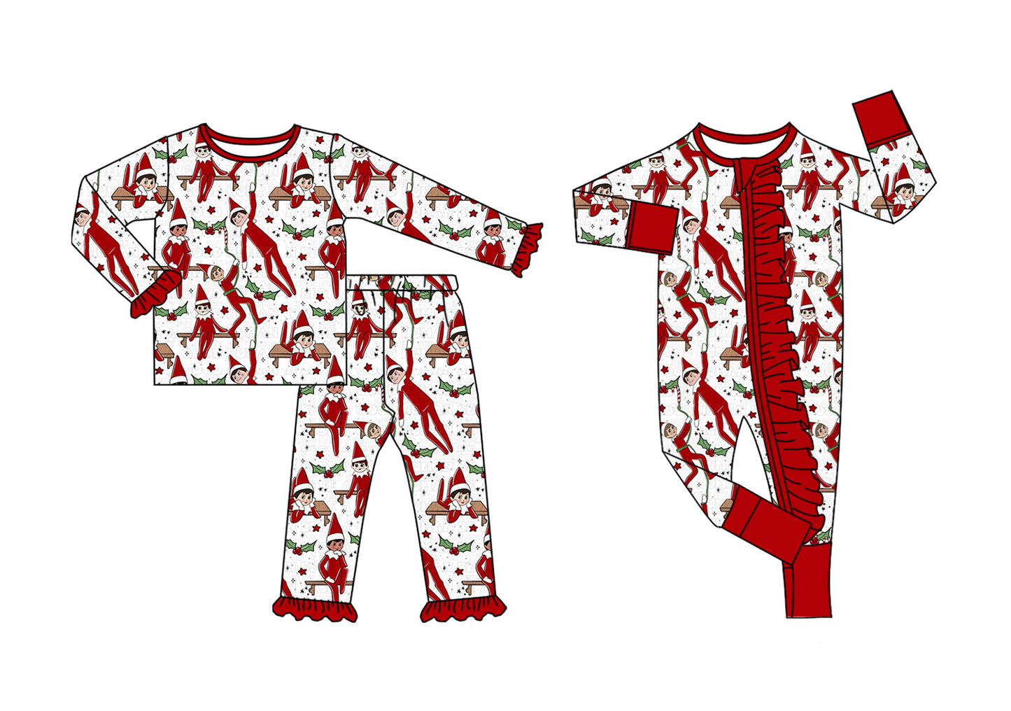 CUSTOM moq5 Christmas girl pajamas set 202508 sibling