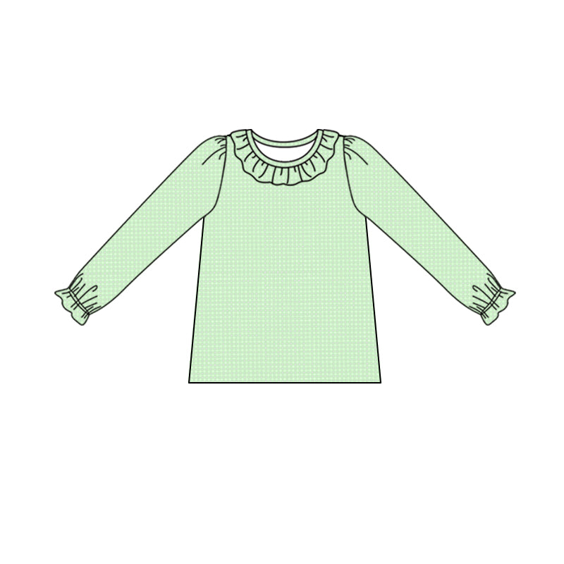 GT0668 preorder girl shirts light green plaid undershirt top 202407