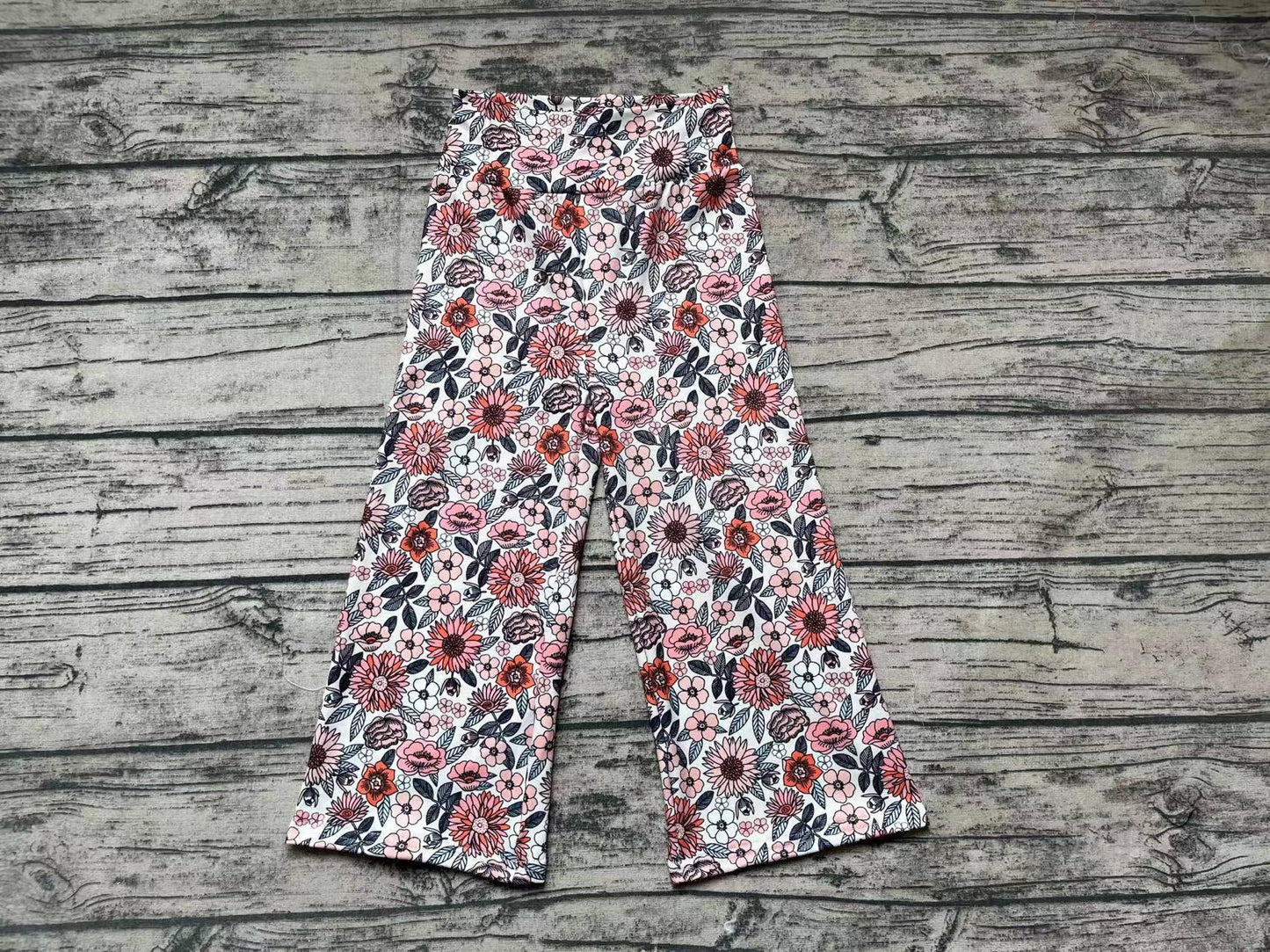 P0154 girl flowers bell bottom long girl pants 20231228 RTS