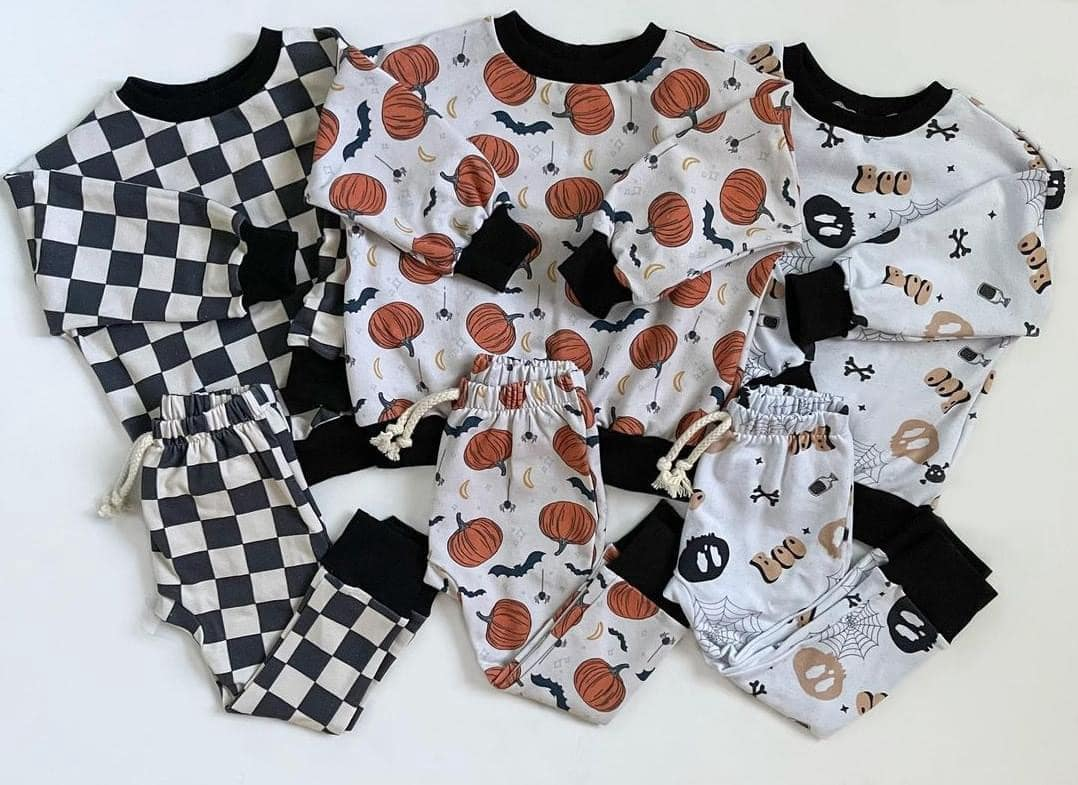 pumpkin halloween sibling BLP0787 long sleeve children boy outfit pajamas preorder 202407