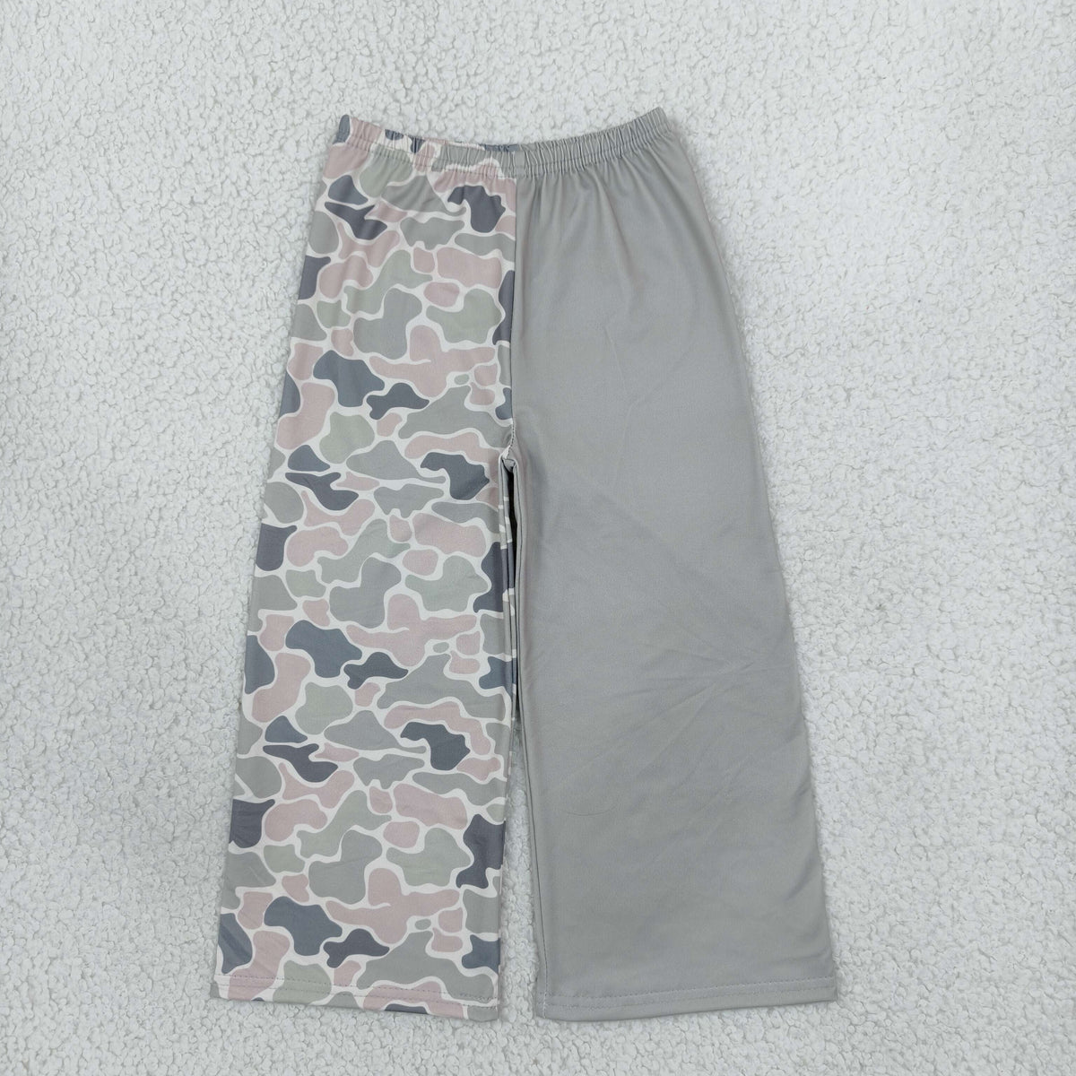 NO MOQ RTS P1226 Baby Girl Clothes Camo Solid Mixed Print Short Sleeve Wide Leg Pants 202610