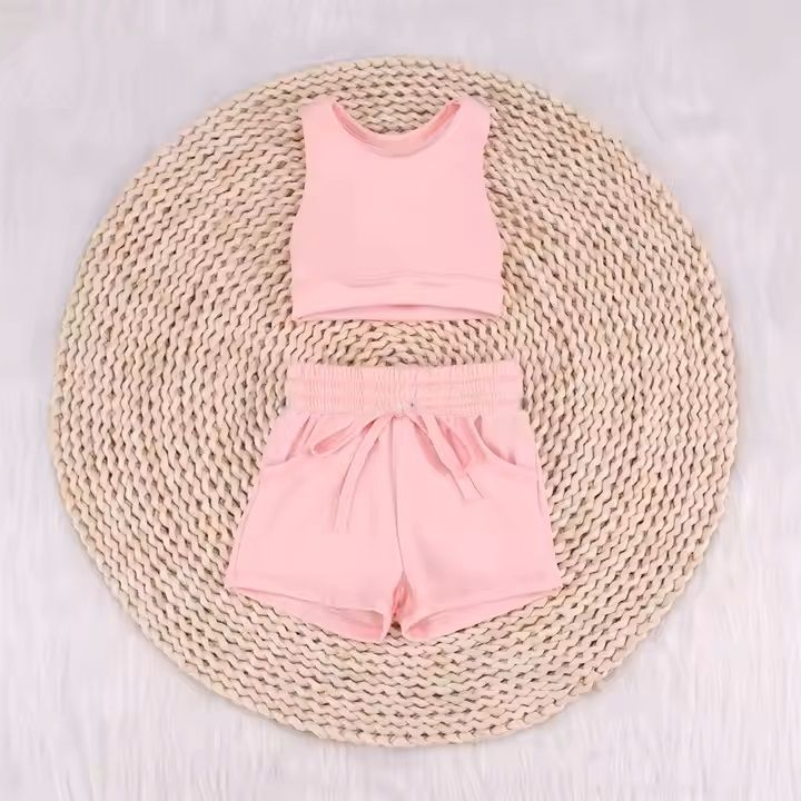 GSSO2129 Light pink solid color yoga summer girl shorts outfit 202504 preorder
