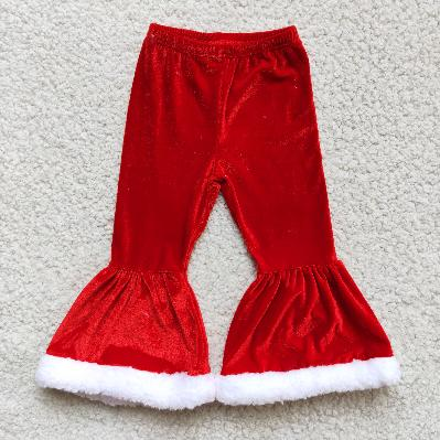 girl bell bottom red velvet pants Christmas