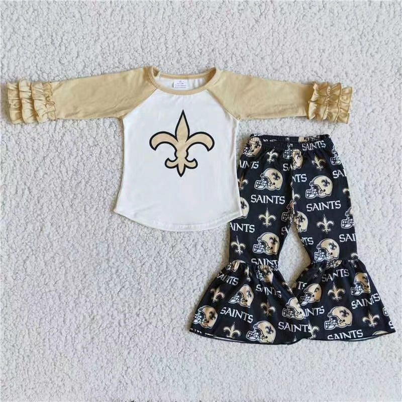 RTS 6A23-14 RTS Team football peace love Yellow Long Sleeve Long Pants girl Outfits 20230801