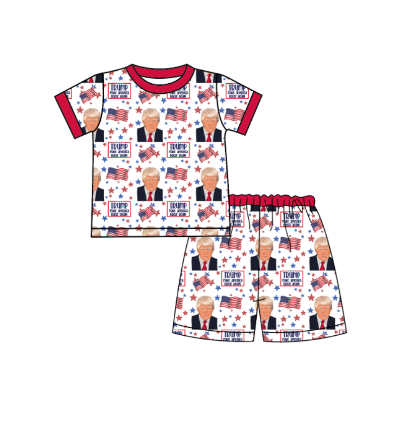 Trump custom MOQ3 kids girl shorts outfit