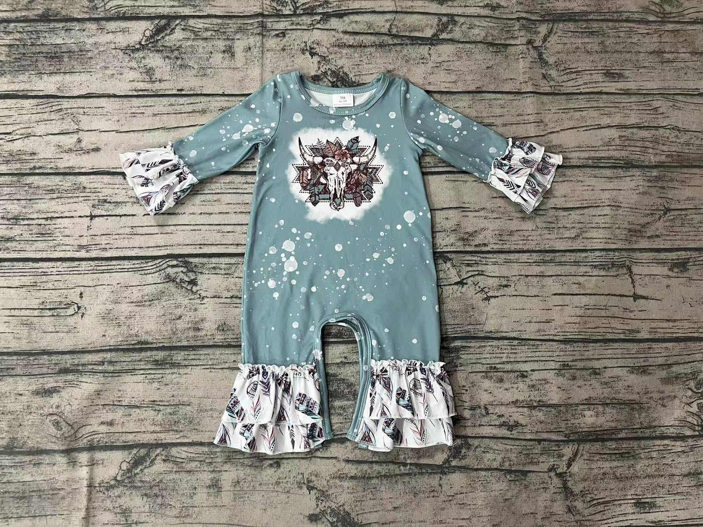 LR0593 RTS western tractor long sleeve zipper baby boy romper 20231025