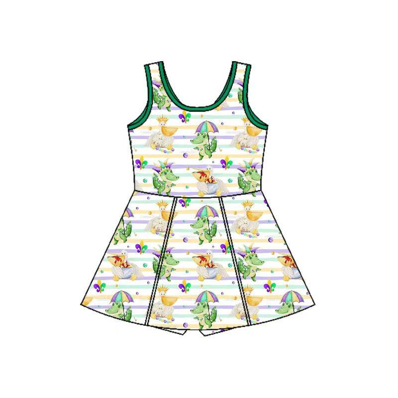 CUSTOM MOQ8 YOGA Mardi Gras girl dress 202509