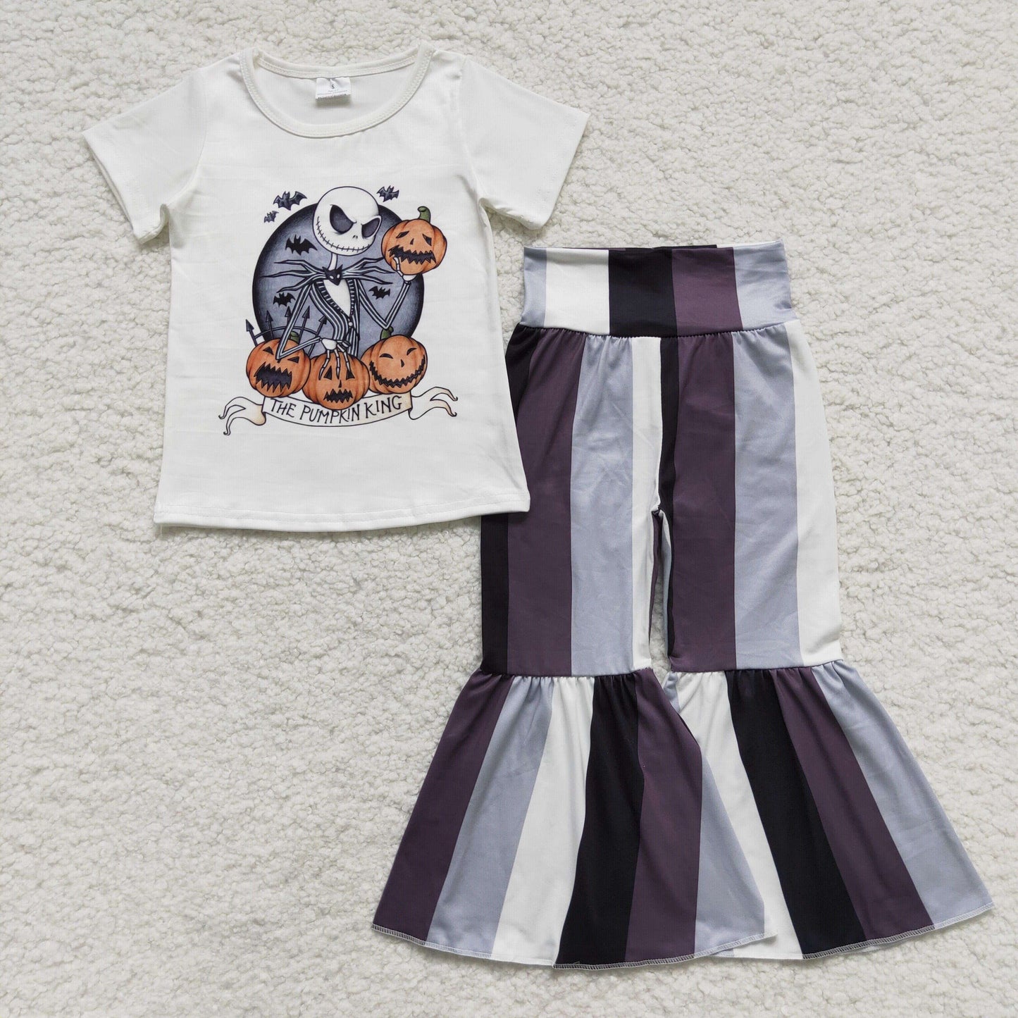 GSPO0812 western spooky halloween pumpkin short sleeve girl outfit 20230822 RTS