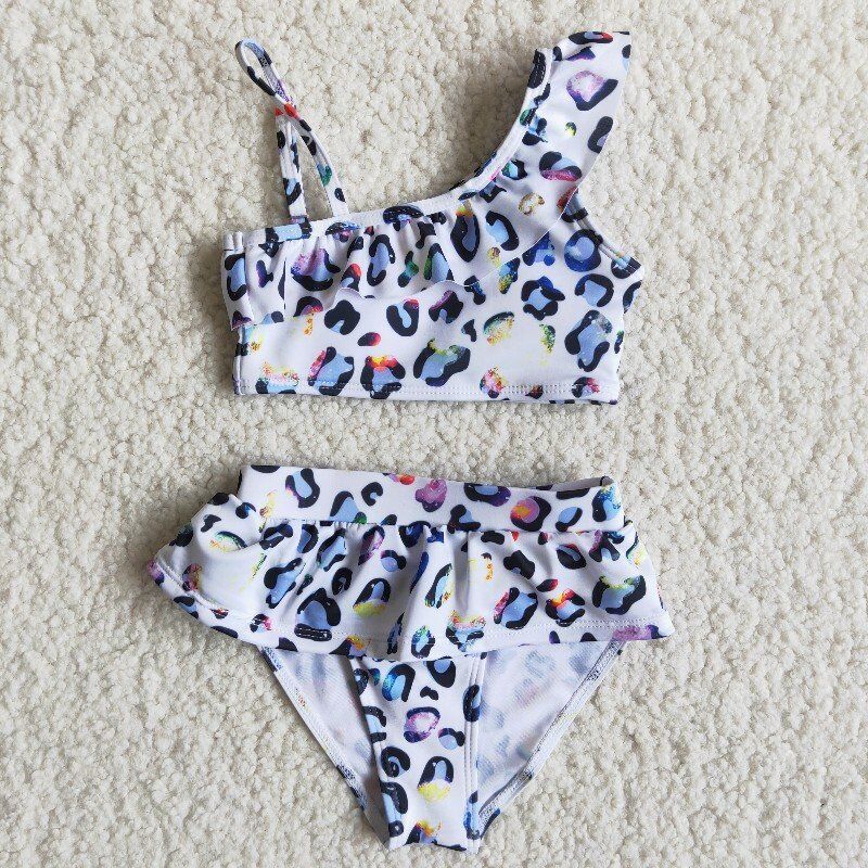 White leopard girl lace swimwear