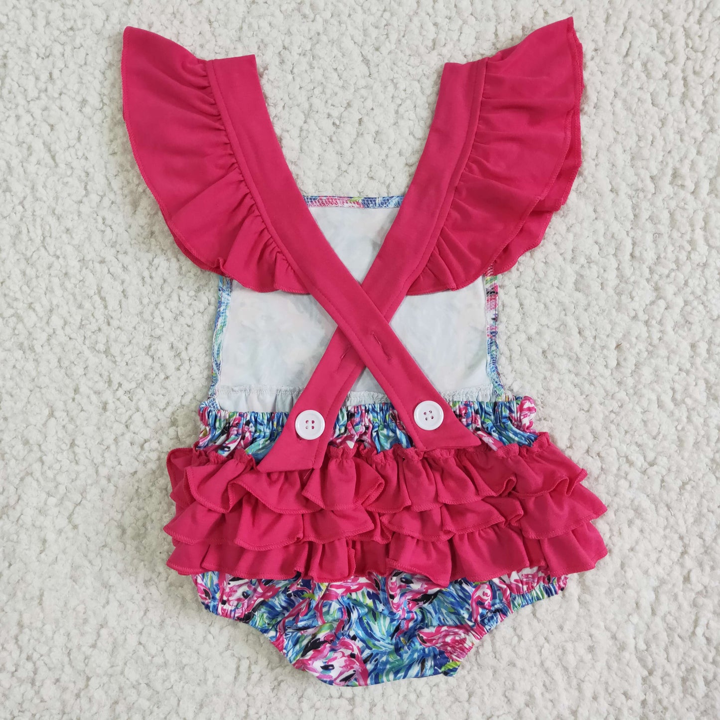 promotion RTS SR0038 flamingo print flutter girl summer romper