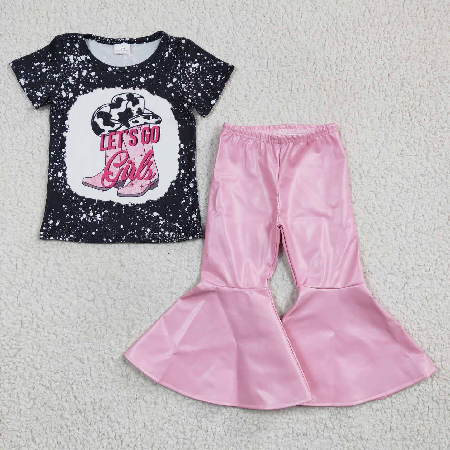 组合GSPO0442 preorder pink leather western short sleeve girl outfit 20230110 RTS