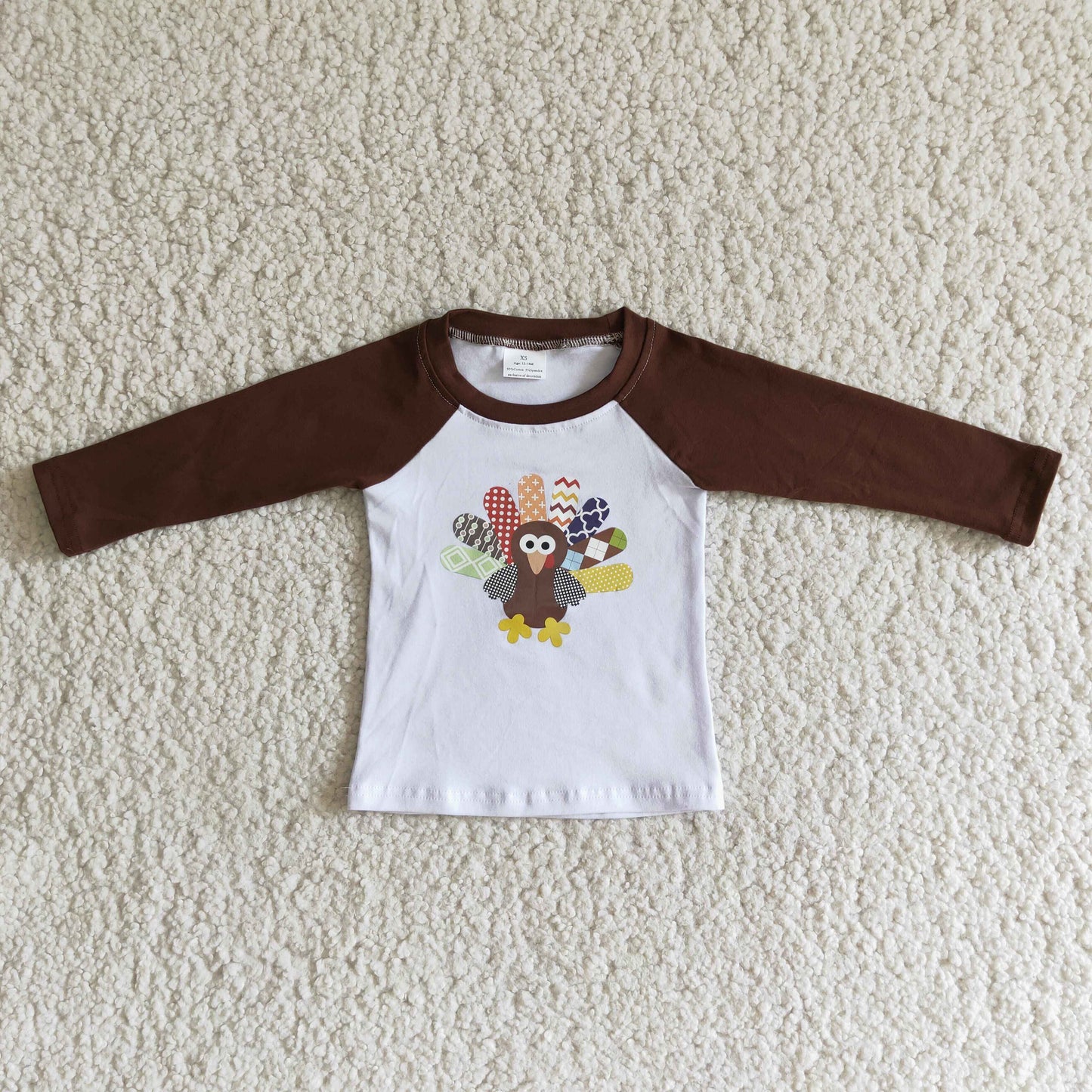 Thanksgiving turkey brown raglan long sleeve top 1009 RTS