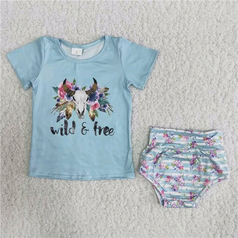 PROMOTION Cowboy puffy top set ruffles short pants bummie