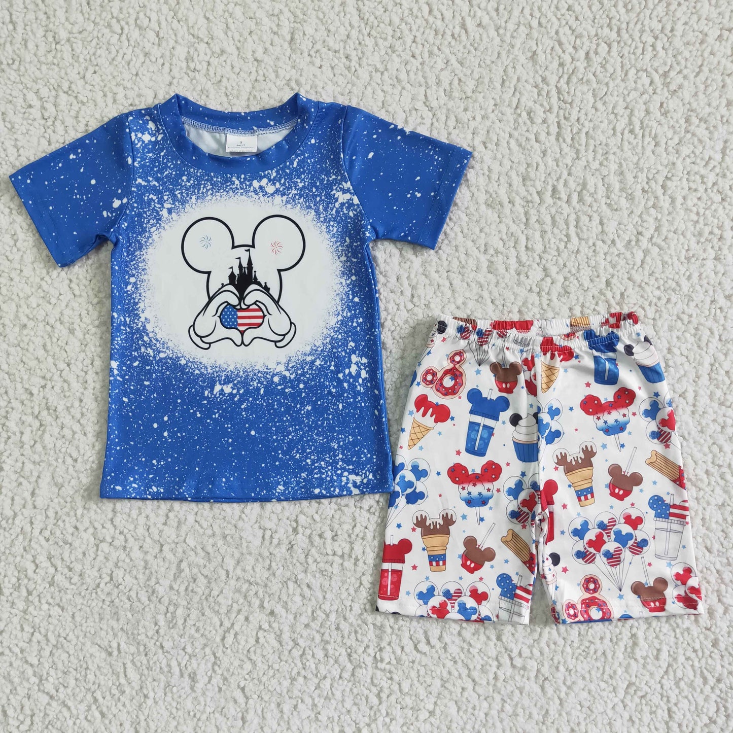 BSSO0068 RTS 4th July blue red mouse candy designs colorful shorts baby boy outfit real pic 0516