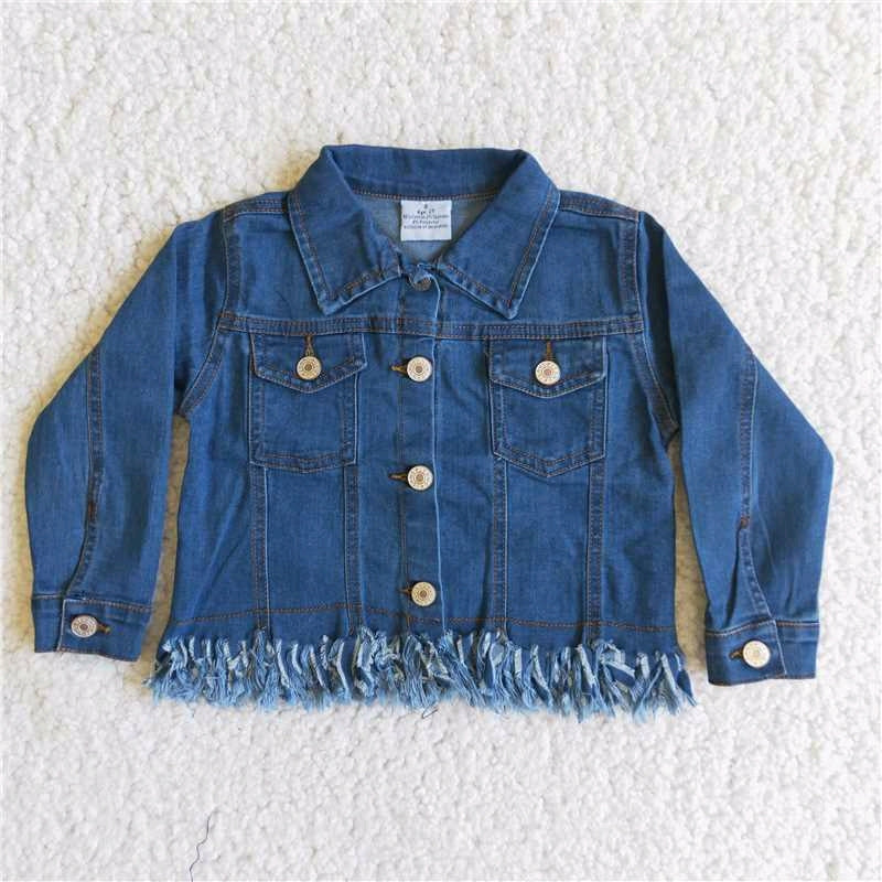 Dark Blue Tassels Denim Jacket